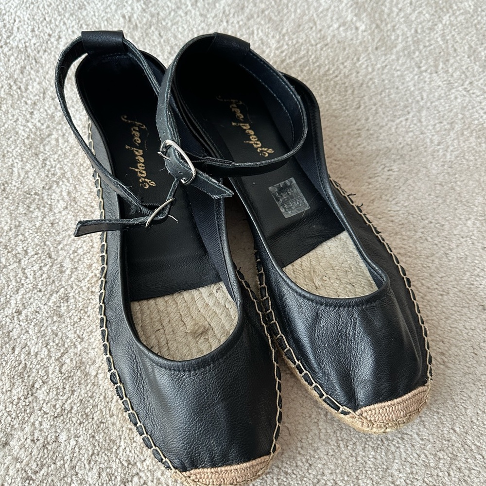 Free People Black Leather Flats